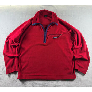 VTG Patagonia Men USA Made 1/2 Zip Pullover Fleece Jacket A/ Logo Red Blue
